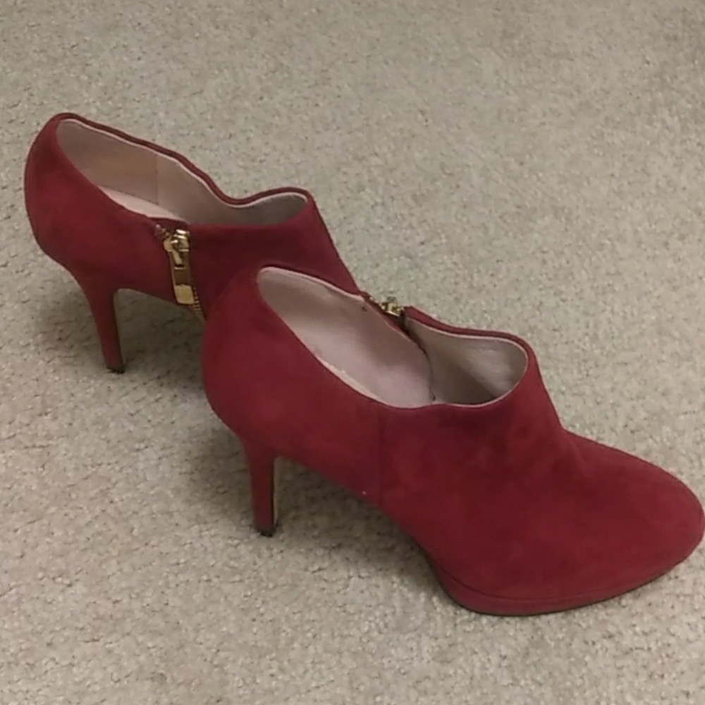 High heel suede ankle bootie